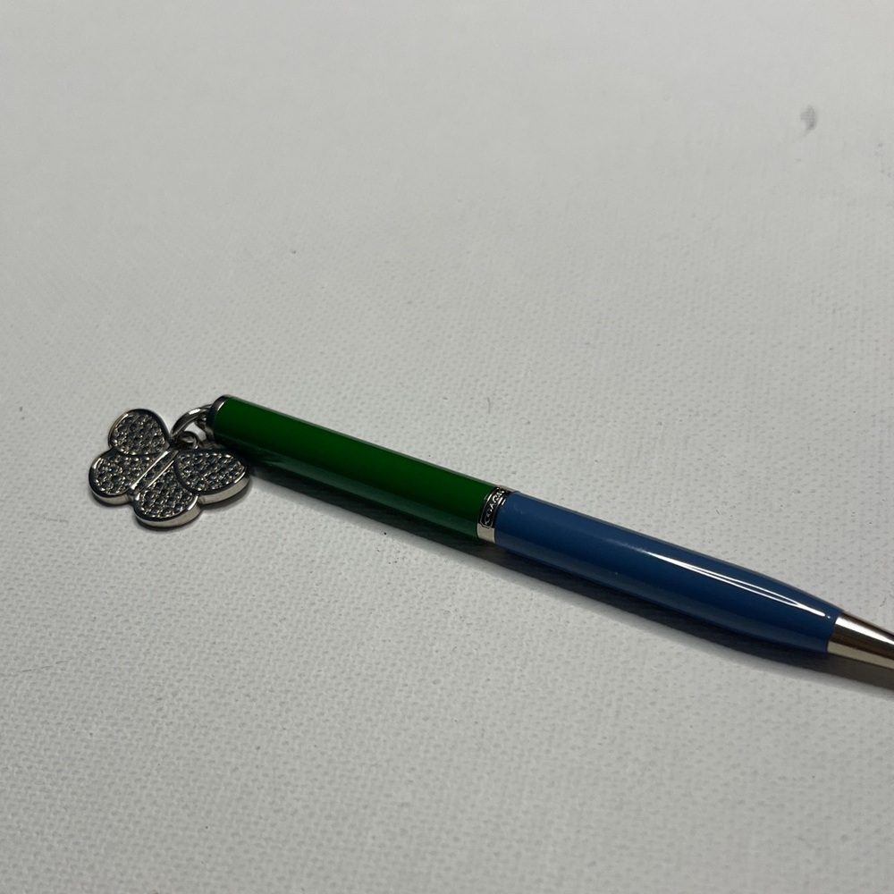 Coach Green and Blue Pen with Butterfly Coach Charm